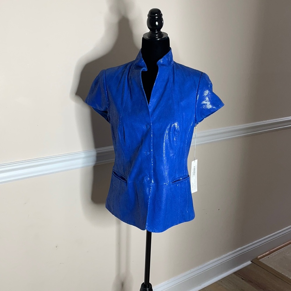 Worth Leather Blouse, size 8, color: Blueberry